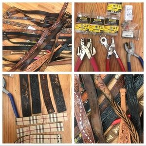 Leather belts. Leather bracelets lot DIY